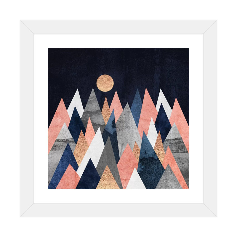 « Gold Moon » par Elisabeth Fredriksson-impression d’art graphique, Papier encadré blanc, Blanc, H 16 po x l 16 po x P 1 po