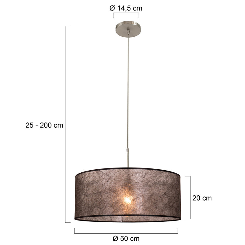 Seymore 1 - Light Matt Brushed Nickel Drum Pendant, Black