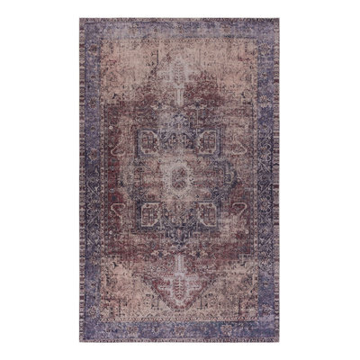 Washable 5X8 Rug For Various Spaces - Non-Slip, Non-Shedding, Low-Pile, Foldable, & Pet , , Soft, Stain Interior Decoration  Burgundy Area Home Ornamental Washable, Safe,