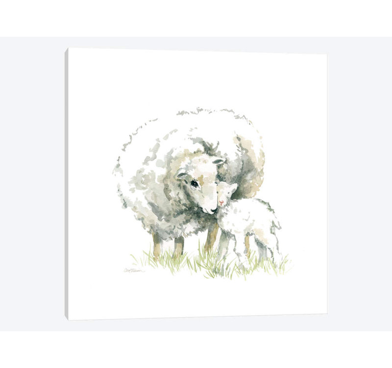Mouton et agneau - reproduction sur toile tendue, H 37 po x l 37 po x P 1,5 po, Toile tendue, Pas de tapis