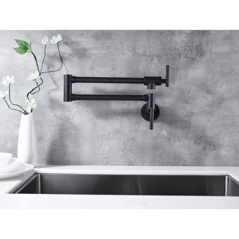 Robinet de cuisine mural en laiton, Noir mat