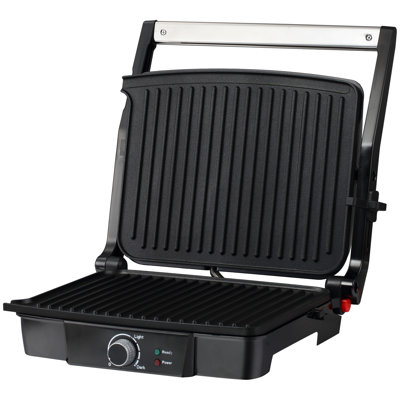 HOMCOM 1 cm Stainless Steel Non Stick Electric Grill Sandwich Maker & Panini Press with Lid