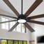 Ventilateur de plafond à fixation sur tige fixe à 72 pales de 72 po avec lumière et télécommande, moteur à courant continu réversible et pales, 6 vitesses