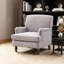 Fauteuil vintage rembourré en tissu de lin avec pieds en bois massif antique, fauteuil d'appoint, fauteuil pour salon, chambre à coucher, café-120200589