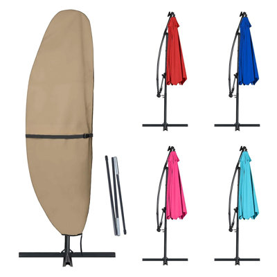 Patio Parasol 420D Waterproof Outdoor Offset Banana Style Umbrella Cover - Fits Cantilever Offset Umbrella 7.5-11.5 Feet (Brown, For Cantilever Offset Umbrella)