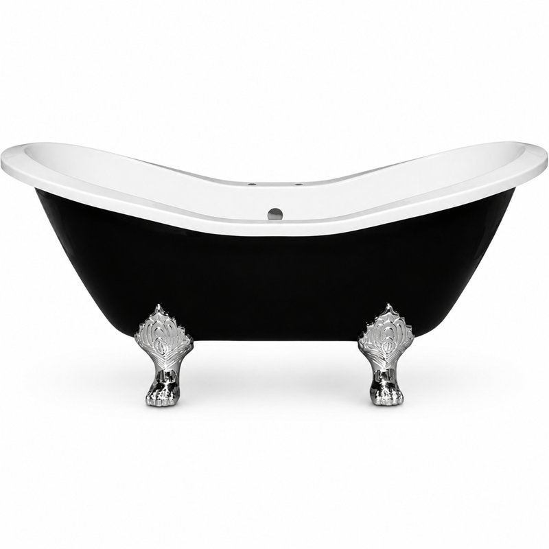 Baignoire en acrylique sur pattes à double pattes de 6 pi avec trous de robinet à fixation sur le comptoir de 6 pi The Summit de Strom Living