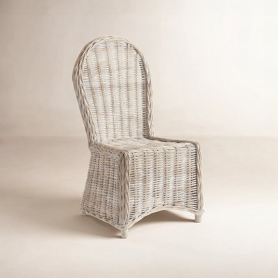 Louella Courbe Whitewash Palm Rattan Curved Dining Chair