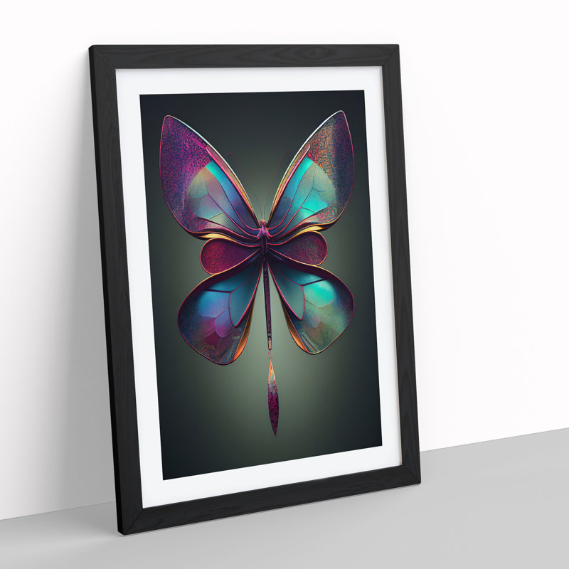 Otherworldly Butterfly - Single Picture Frame Print, 64cm H x 46cm W x 2cm D, Black