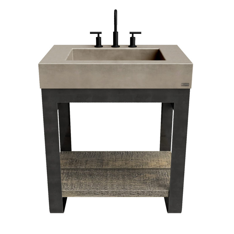 Meuble-lavabo rectangulaire en béton 30 po Outland, Étain, 30", Bronze frotté à l'huile, Trou simple