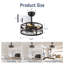 Cissline 16.5" Black Caged Flush Mount Ceiling Fan with Light Kit and Remote for Bedroom, Living Room, Kitchen-1458025045-1458025067