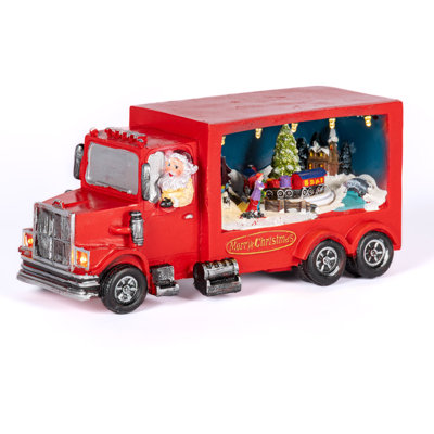 Joyful 9.8 in L Battery Operated Lighted Holiday Truck with Moving Scene