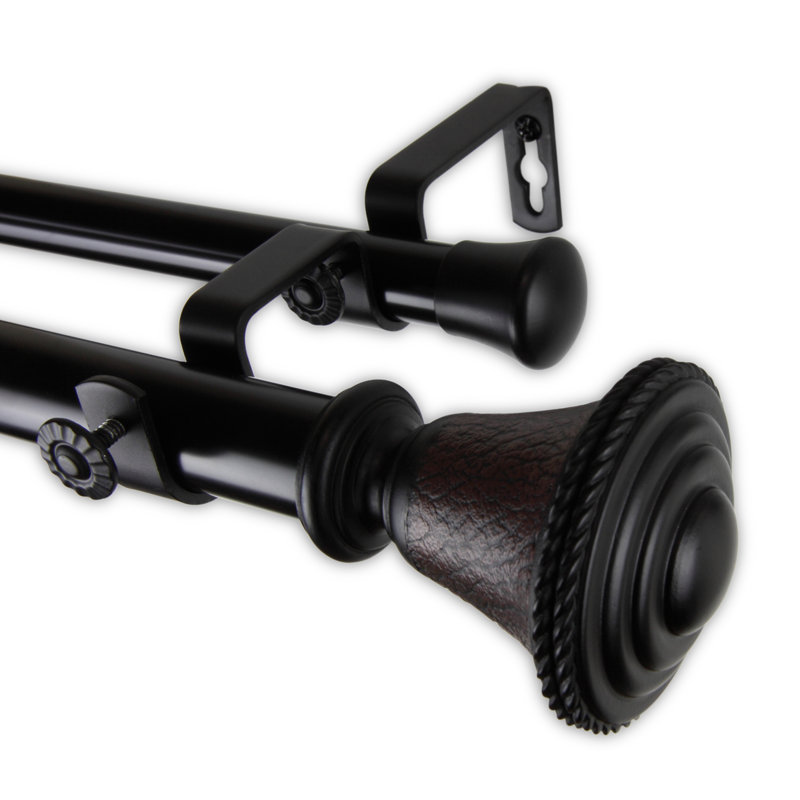 Tringle à rideaux double Kemmentn, 66 po à 120 po, Noir