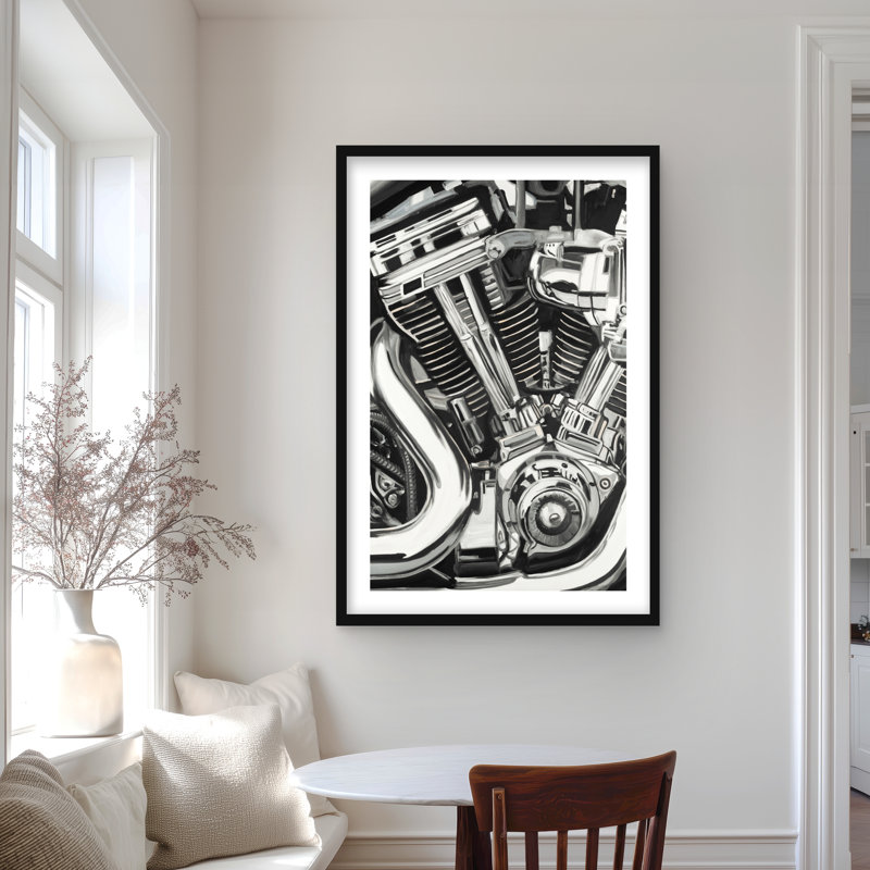 Mécanisme de moto - décor de bureau gris mat