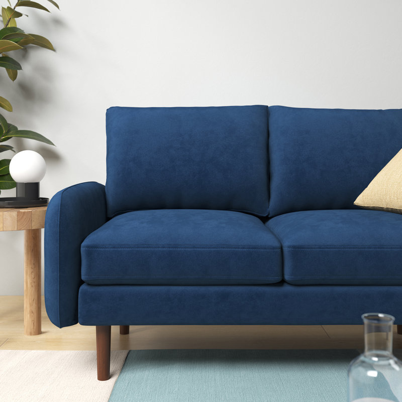 Cartlin 58" Upholstered Mid-Century Modern Loveseat, Blue Velvet
