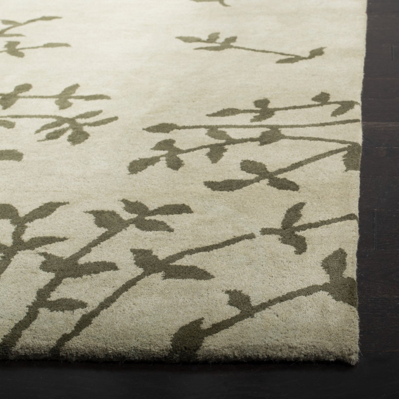 Avayah Soho Hand Tufted Wool And Viscose Floral Rug, Rectangle 5' x 8'
