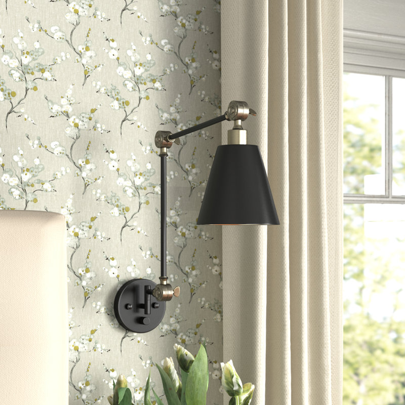 Demi Swing Arm Sconce, Black/Antique Bronze