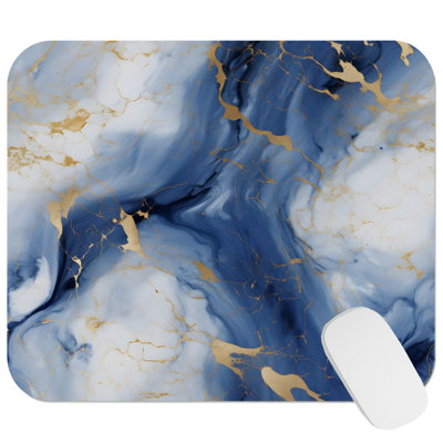 Abstract Blue Geode Crystal Dream Crystals Geode Modern Marble Agate Fractal Gaming Cute Office Laptop Desk Pad Gift Mat Square Rectangle Non-Slip Mousepad