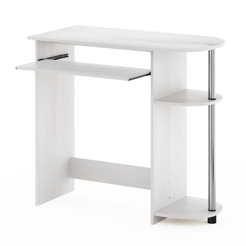 Bozidar Computer Desk, White Oak/Stainless Steel, 73" H x 80" W x 40" D