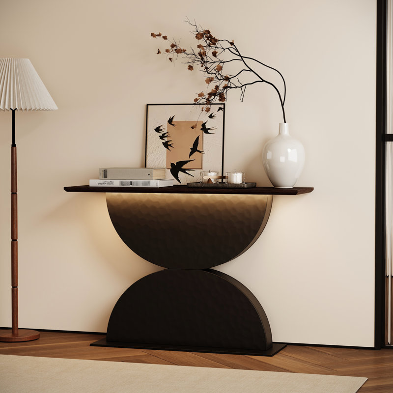 Console de 47 po en bois à texture martelée 47 po avec DEL, parfaite pour un décor de salon contemporain, une utilisation multi-scène, une installation rapide et des outils