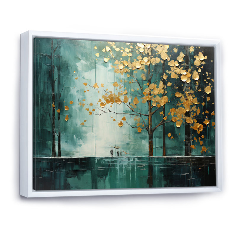 Auvent émeraude Bold Forest I - impression, H 16 po x l 32 po x P 1 po, Cadre flottant blanc