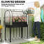 Metal Raised Garden Bed with Legs, Elevated Raised Planter with Flip-Up Greenhouse Cover and Drainage Holes, Black
