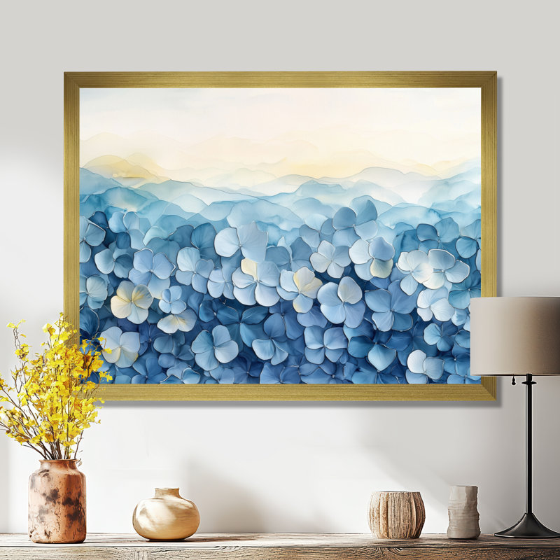 «Abstract Hydrangea Horizon Of Simplicity IV», art mural sur toile, Impression d'un seul cadre photo, H 12 po x l 20 po, Doré