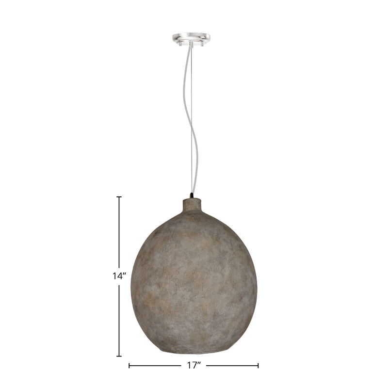 Alec Concrete Resin Pendant Light, Stone Gray