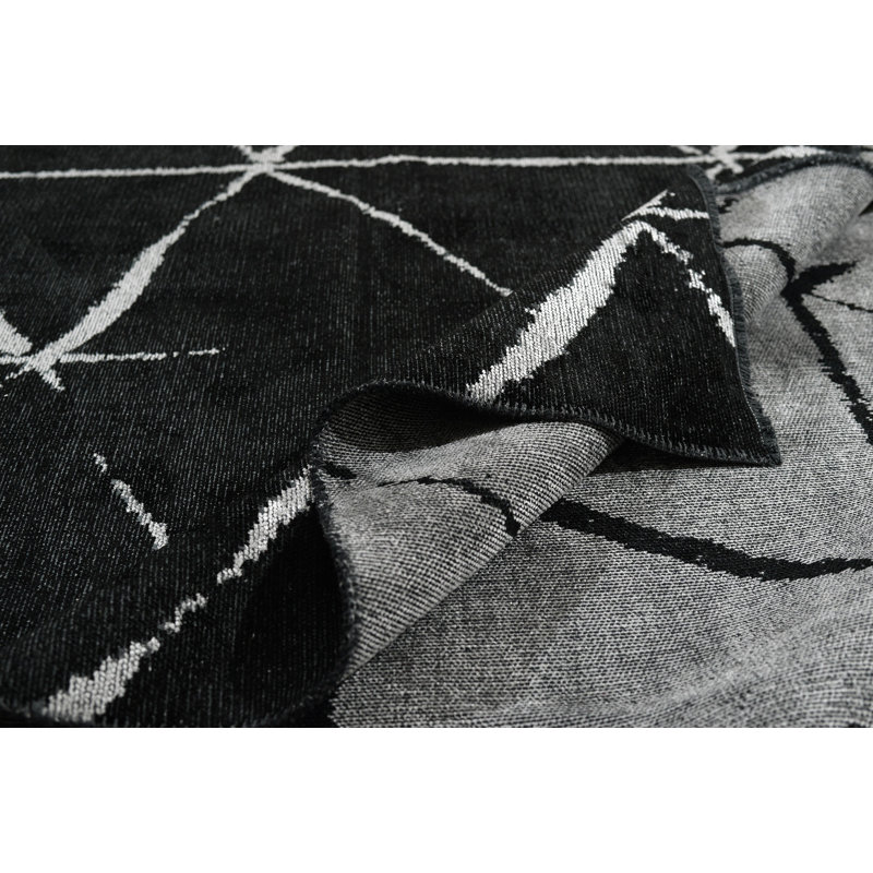 Rapture Black Gray Geometric Luxury Area Rug, Rectangle 7'10" x 11'2"