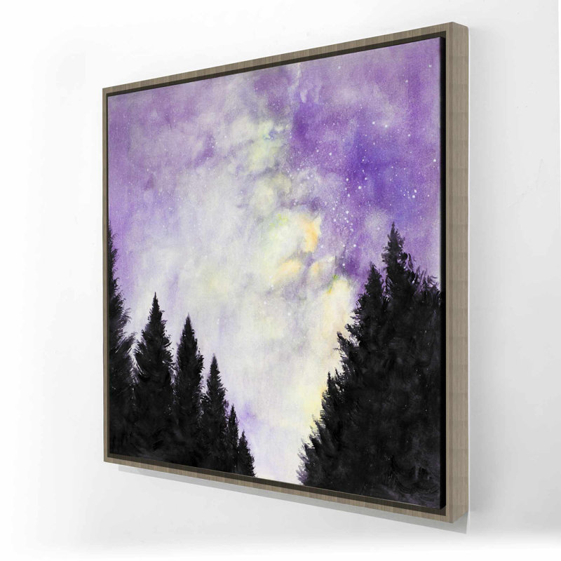 «Mauve ciel étoilé - Montagnes mauves, décoration sur toile encadrée