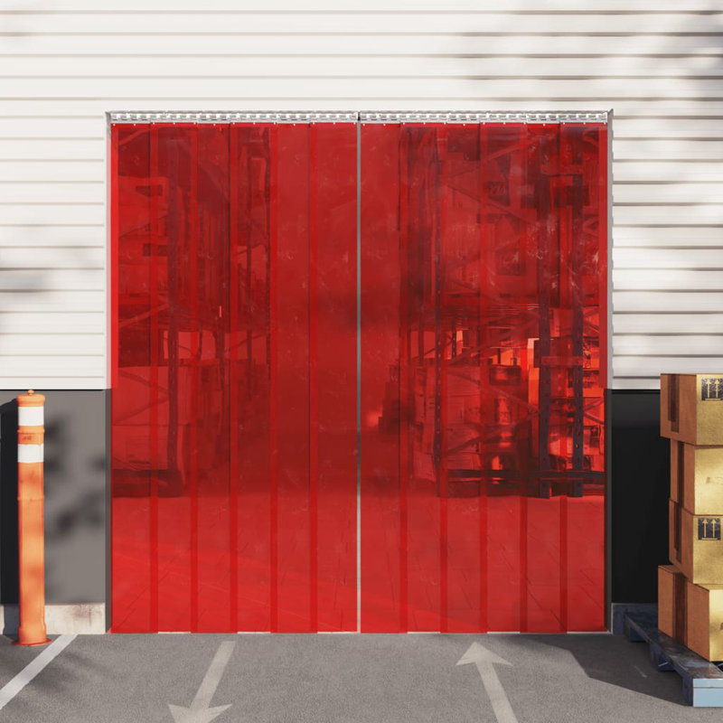 Plastic Sheer Door Curtain Single Panel, Width 30 x Drop 250 cm, Red