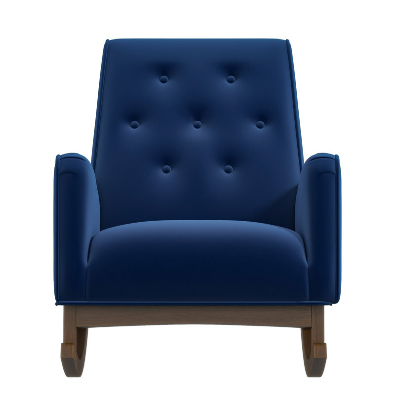 Demetrius Solid Wood Rocking Chair, Blue