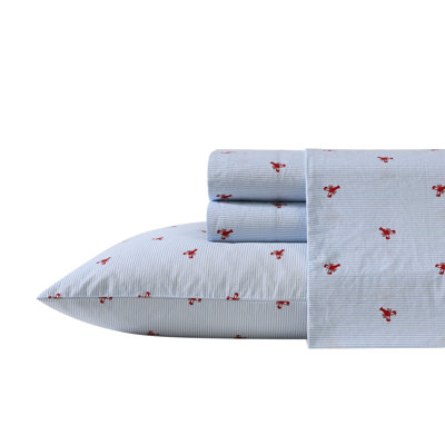 Ensemble de draps respirants Nautica en percale de coton imprimée à poches profondes