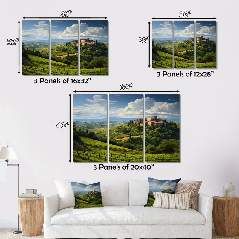 Italie, tranquillité toscane, Italie, art mural, H 24 po x l 32 po x P 1 po, Cadre flottant brun