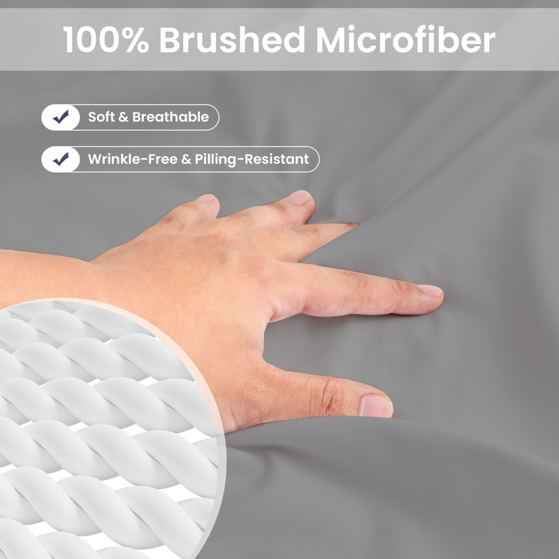 Double Brushed Microfiber Fitted Sheet With Straps Fits Up To 14, Gray, Cal King Fitted Sheet