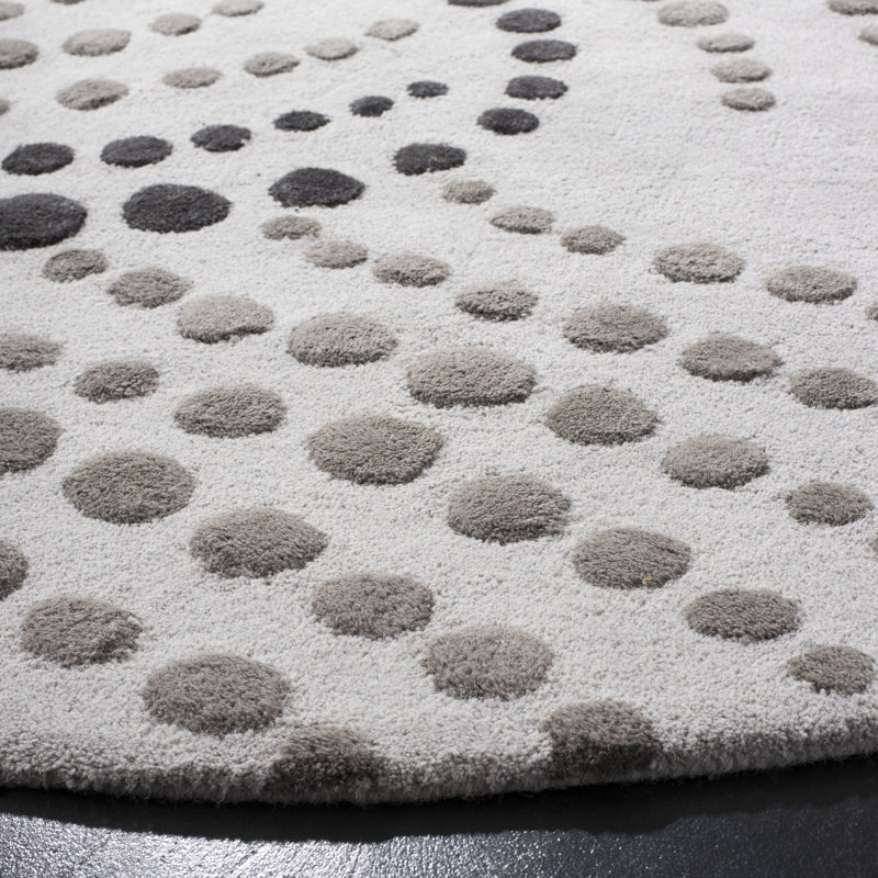 Amier Hand Tufted Wool And Viscose Abstract Rug, Round 6'
