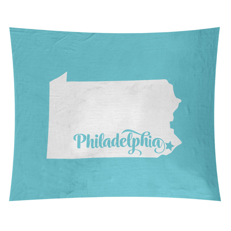 Tapisserie de Philadelphie, Pennsylvanie, H 27,5 po x l 37,5 po, Bleu sarcelle
