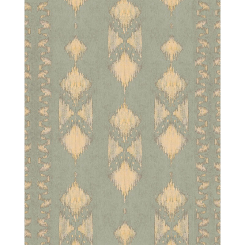 BOHEMIAN IKAT - bleu poussière, Vert / Brun clair