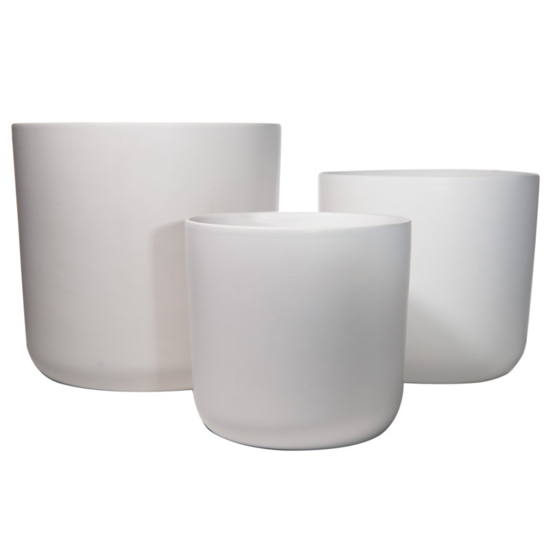 Pot rond en céramique blanc mat