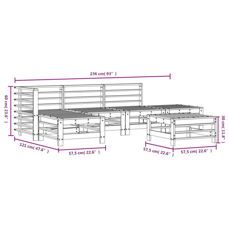 Nethe 63.5cm Wide L-Shaped Patio Sofa, Black, Grey