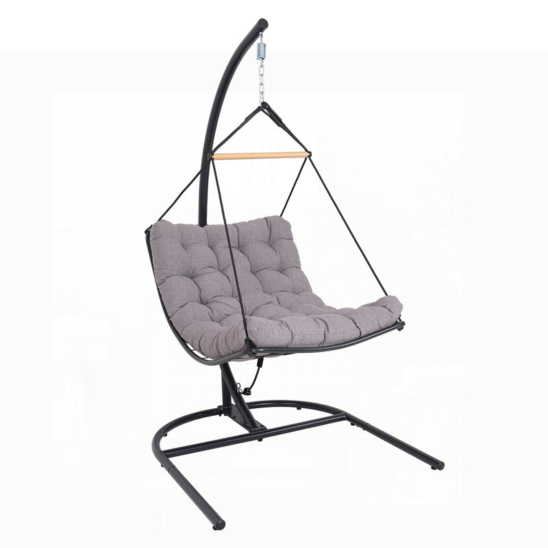 Fauteuil à œufs suspendu robuste avec support, coussin ultra-doux, structure en acier, capacité de 350 lb pour une utilisation intérieure et extérieure