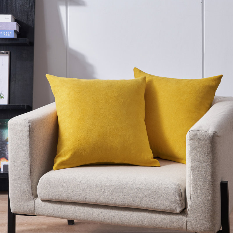 Solid Colour Chenille Pillow Cover, Yellow, 18" x 18"
