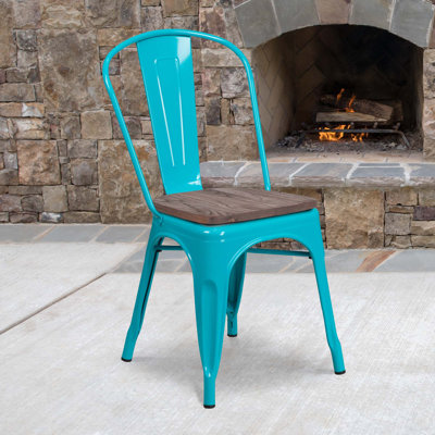 Kewaunee Metal Stackable Chair with Wood Seat