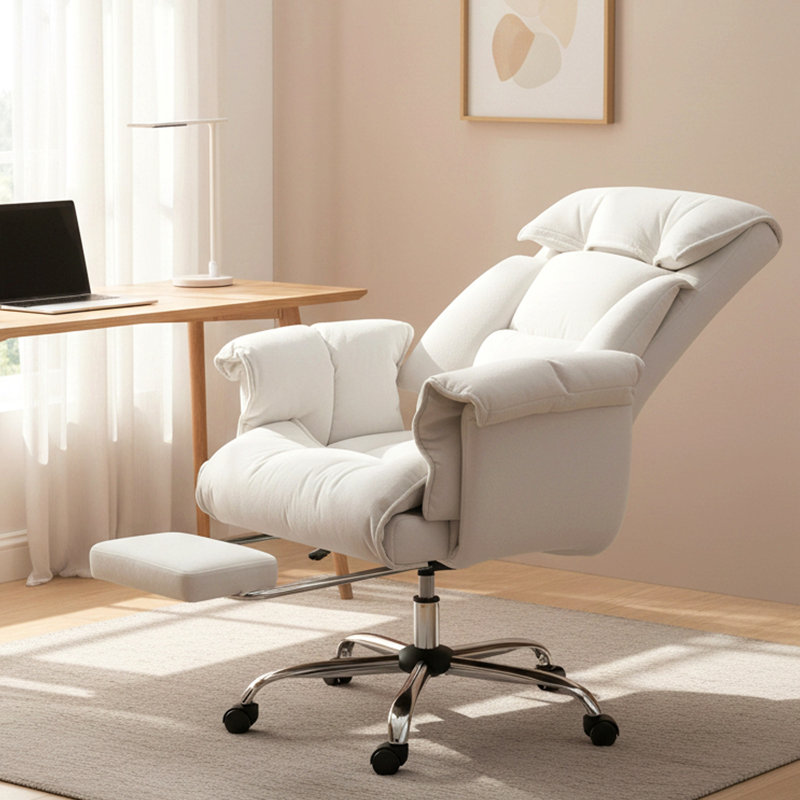 High Back Office Chair, Reclining Desk Chair With Footrest, Thick Cushion, High Resilience Foam, Adjustable Height, Rolling Wheels