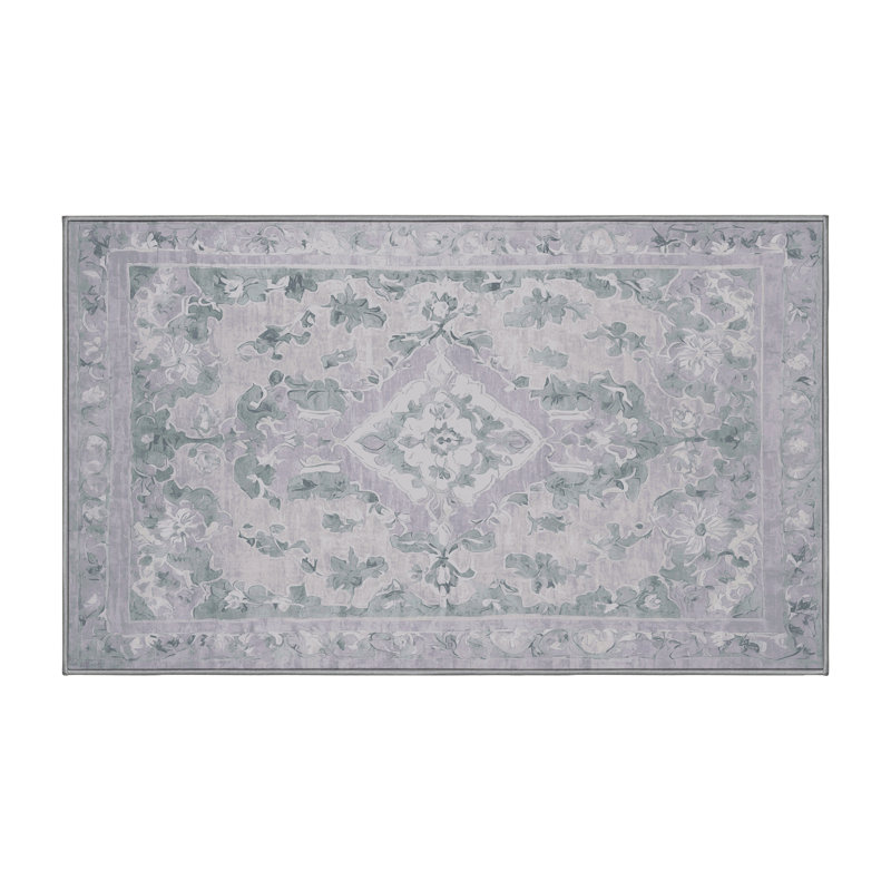 Machine Washable Gray Area Rug, Rectangle 8' x 12'