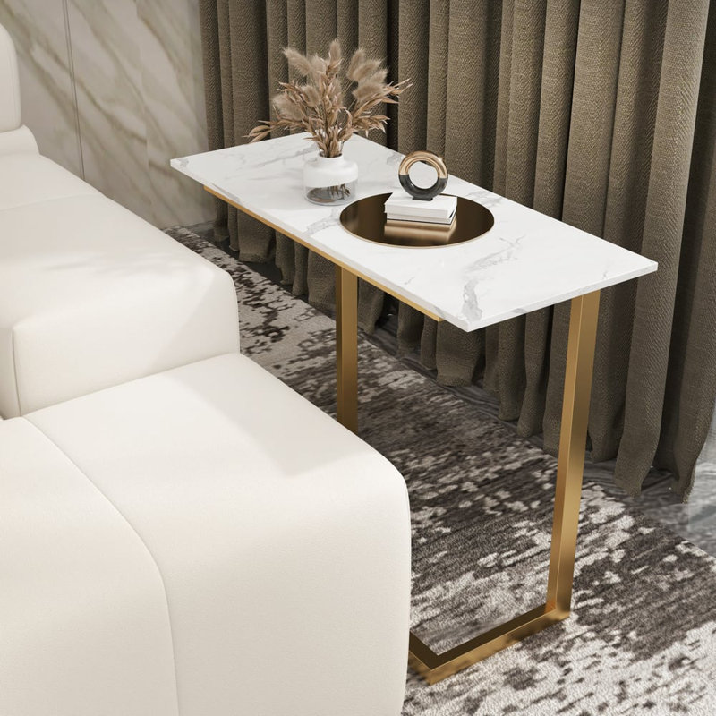 Table de bout rectangulaire blanche avec table de bout moderne en pierre frittée