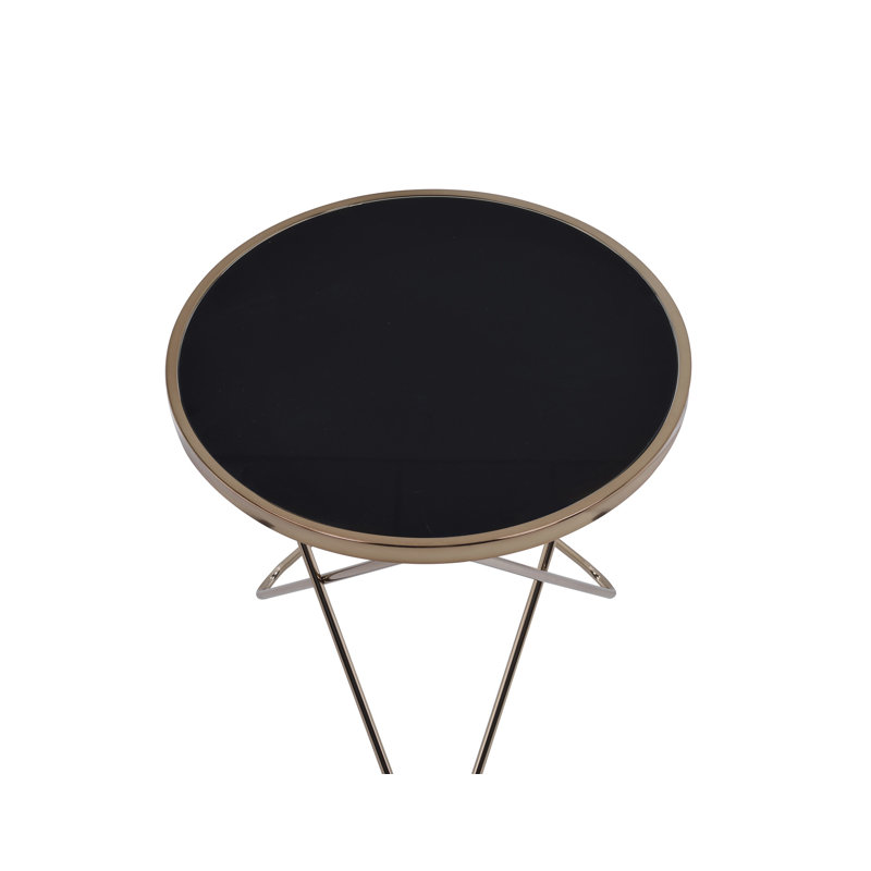 Glass Top Round Table, Black