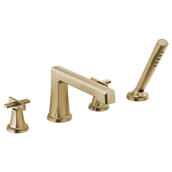 Levoir® Roman Tub Faucet with Handshower Less Handles, Luxe Gold, Cross