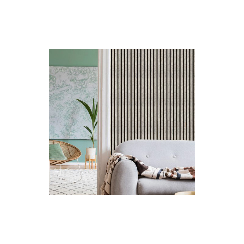 Wooden Slat Wall Panel Light Grey, 120 x 60cm
