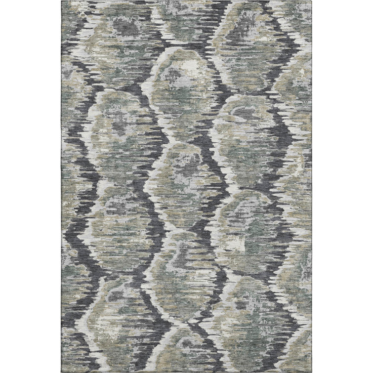 Premium Machine Washable Prisco Charcoal Rug