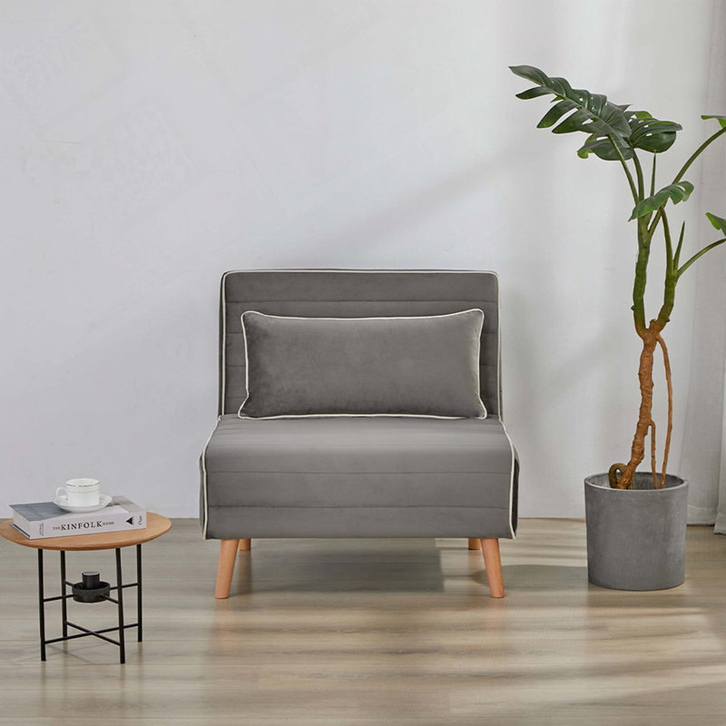Chaise convertible en velours pliable, Gris